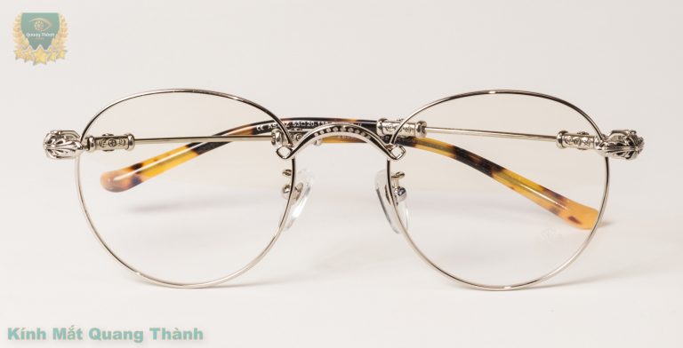Gọng Kính Chrome Hearts BUBBA II khung viền Titanium mạ PVD với chuôi nhựa Acetate vân đồi mồi cao cấp
