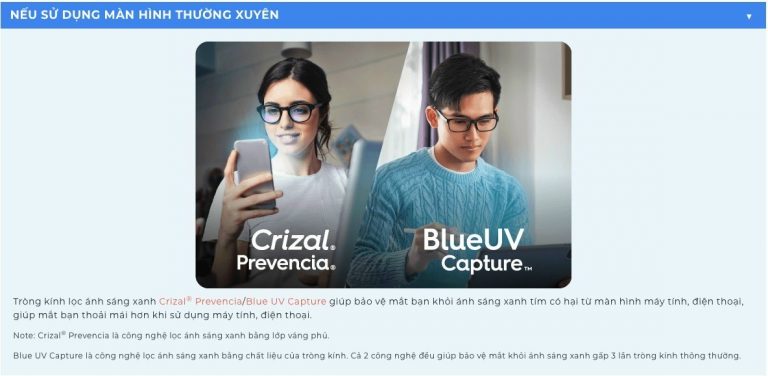Tròng kính Essilor Crizal® Prevencia của Pháp